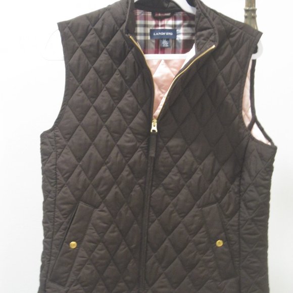 Lands' End Jackets & Blazers - LANDS END• quilted dark brown vest in size M 10-12
